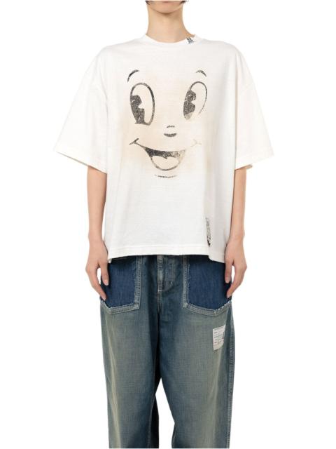 Happy Face Printed Distressed T-shirt