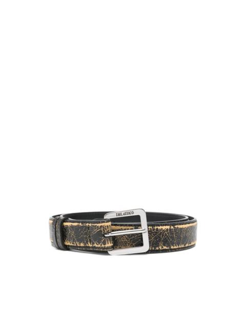 crackled buckle leather belt