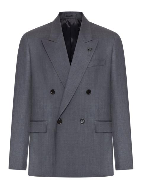 TAILORED DOUBLE-BREASTED BLAZER IN WOOL AND SILK BLEND