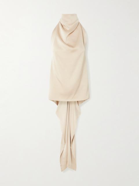 Cartia Tie-detailed Backless Satin Halterneck Top