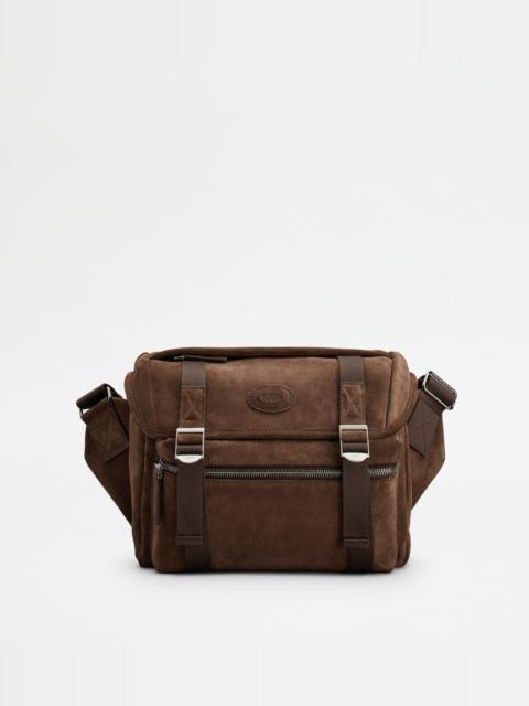 CROSSBODY BAG IN SUEDE SMALL - BROWN