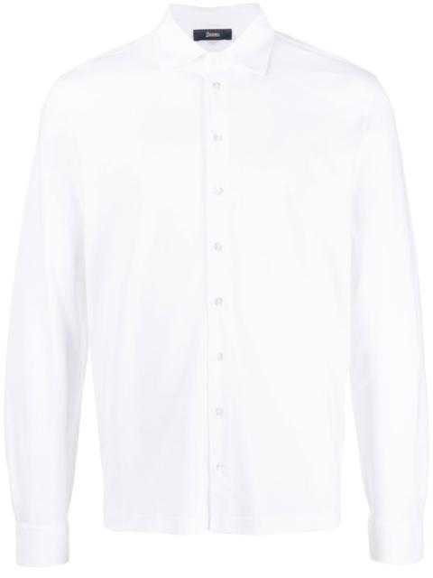 spread-collar cotton shirt
