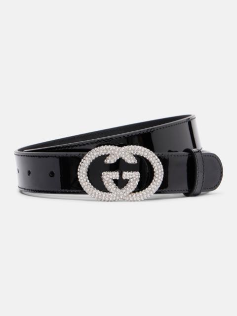 Interlocking G patent leather belt