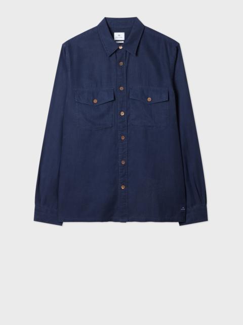 Navy Lyocell-Cotton Patch-Pocket Shirt