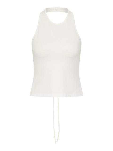 Tie-Detailed Organic-Cotton Jersey Top white