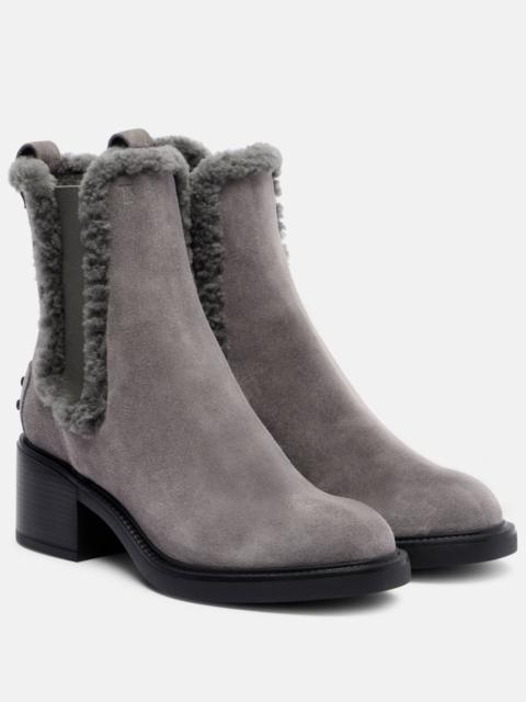60 shearling-trimmed suede ankle boots