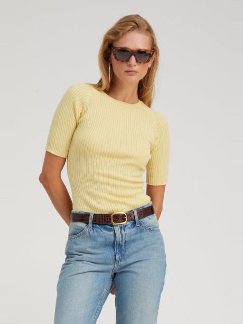 LEMON TART CASHMERE MID SLEEVE CREWNECK
