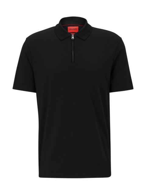 COTTON-BLEND POLO SHIRT WITH ZIP PLACKET
