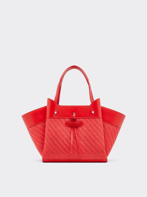 Small Ferrari raffia and leather tote bag