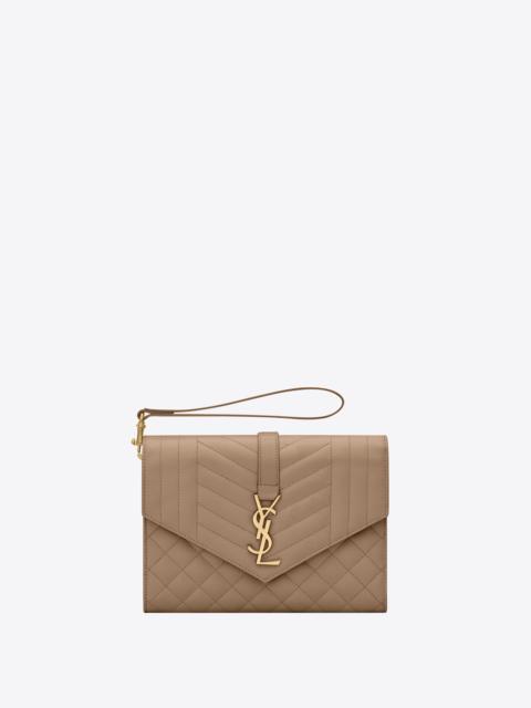 envelope flap pouch in mix matelassé grain de poudre embossed leather