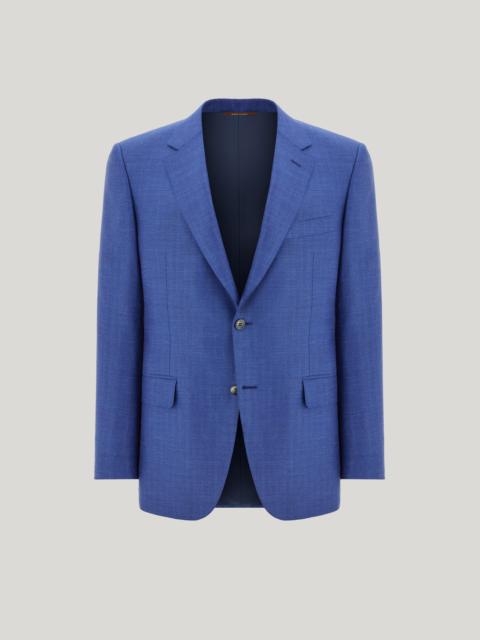 LIGHT BLUE AND BLUE WOOL, SILK AND LINEN REGULAR-FIT JACKET