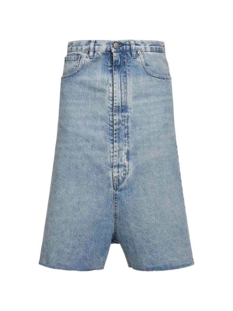 frayed dropped-rise denim shorts
