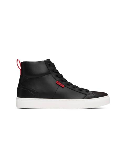 Black Faux-Leather High-Top Sneakers