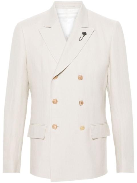 double-breasted linen blazer