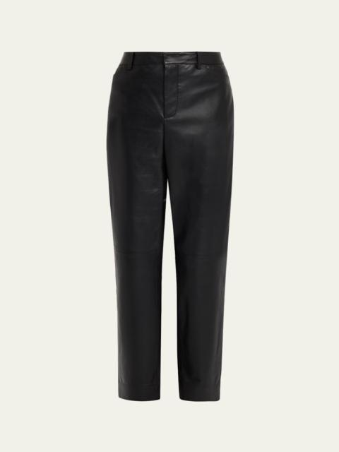 Mid-Rise Straight Leather Pants