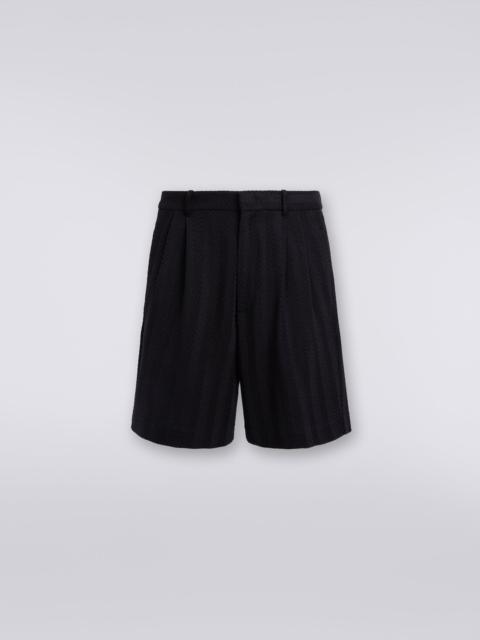 Shorts in zigzag viscose and cotton