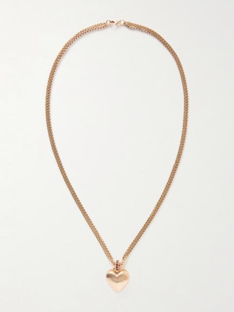 Textured Heart Gold-tone Necklace