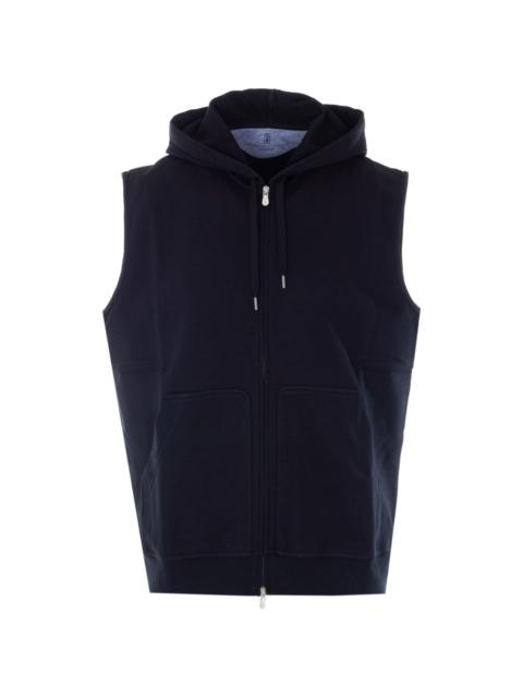 hooded zip gilet