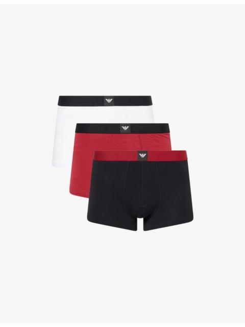 Logo-Patch Pack Of Three Cotton-Jersey Trunks