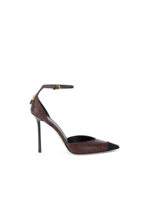 ostrich texture jewelled pumps