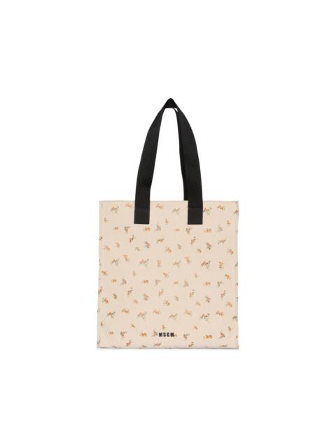floral-pattern tote bag