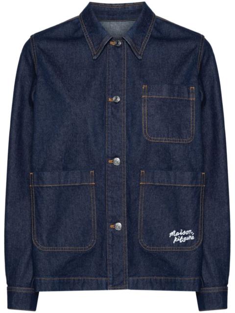 logo-embroidered denim jacket
