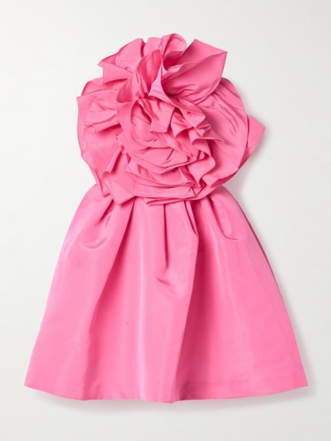 Strapless Appliquéd Silk-faille Mini Dress