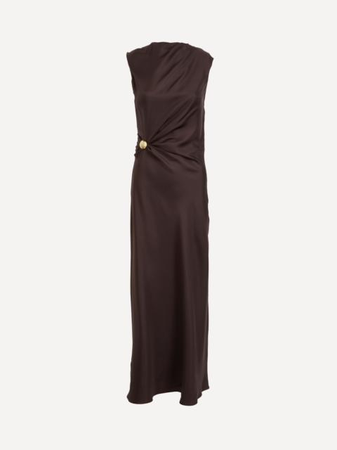 Roan Draped Silk-Twill Maxi Dress