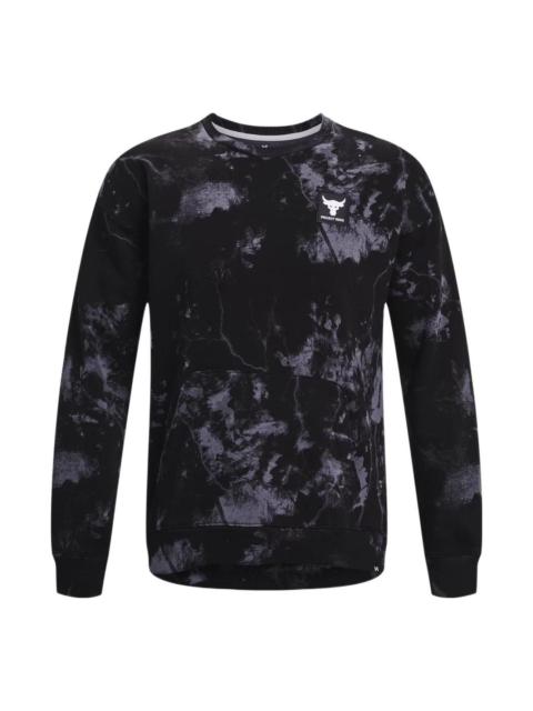 Under Armour Project Rock Rival Fleece Disrupt Printed Crew Sweatshirt 'Black Grey' 1373566-001