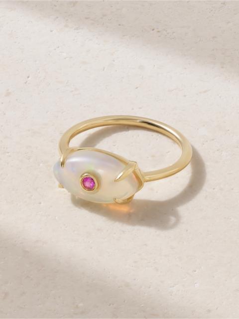 Evil Eye 14-karat Gold Opal And Sapphire Ring