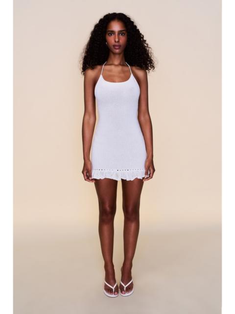 CROCHET HALTER MINI DRESS