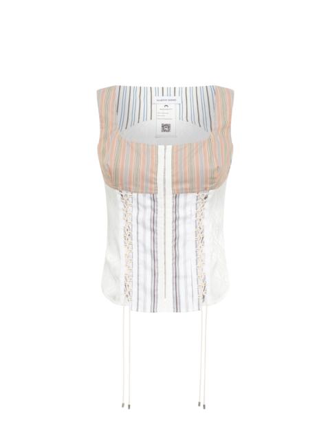 Regenerated Striped Poplin Bustier Top