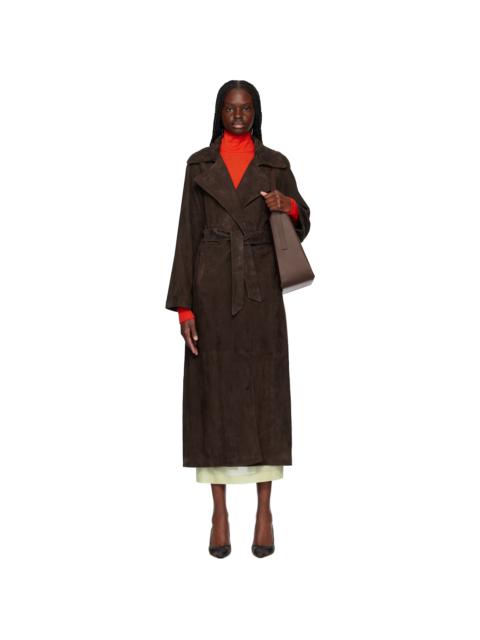 Brown Althea Belted Suede Jacket