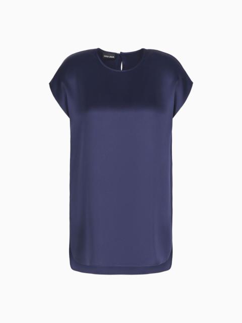 Long blouse in silk double satin