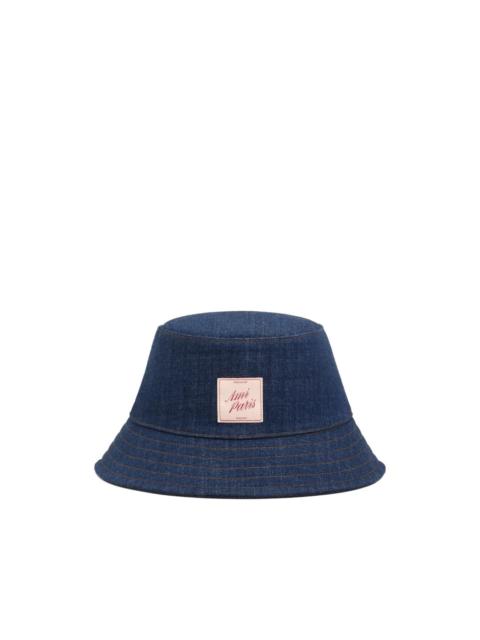 denim label-detail bucket hat