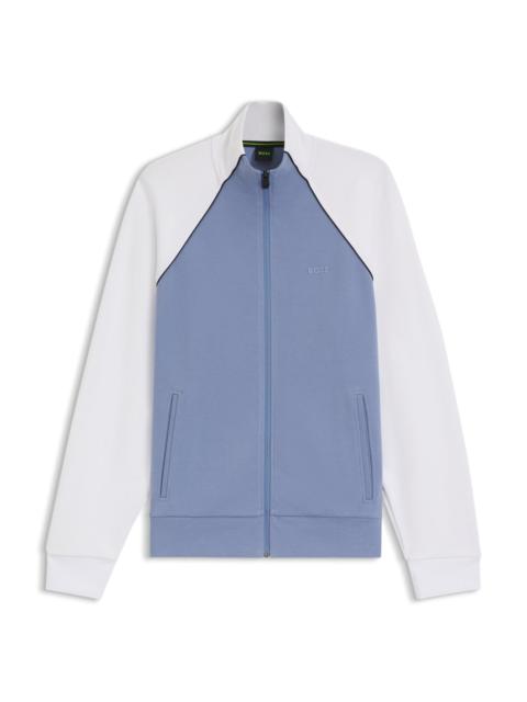 CONTRAST-PIPING SWEATSHIRT IN A COTTON BLEND