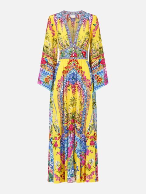 KIMONO SLEEVE DRESS WITH SHIRRING DETAIL