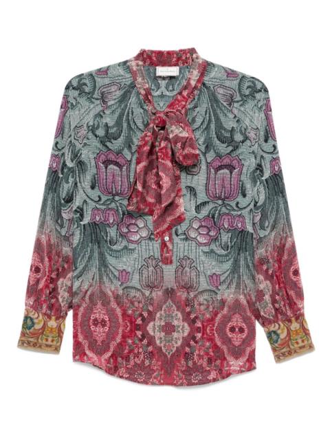 floral-print pussy-bow shirt