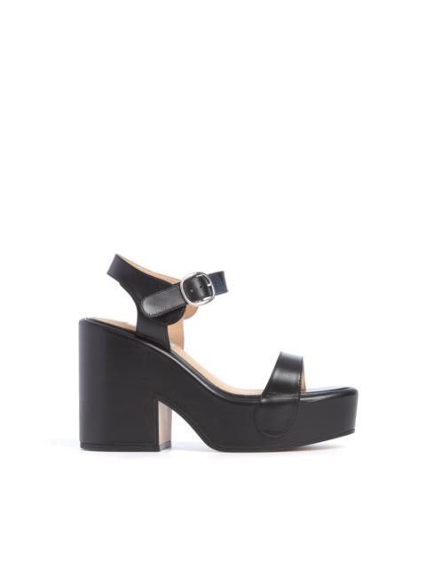 Iris Platform Sandal in Black Leather