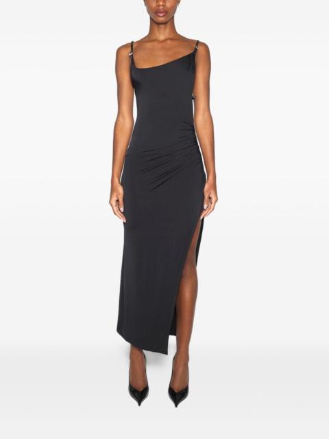 asymmetrical side-split midi dress