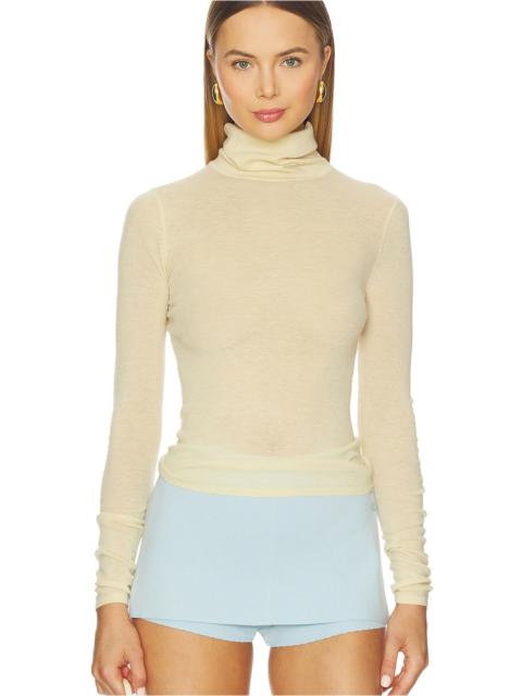 Superfine Cashmere Blend Turtleneck Top
