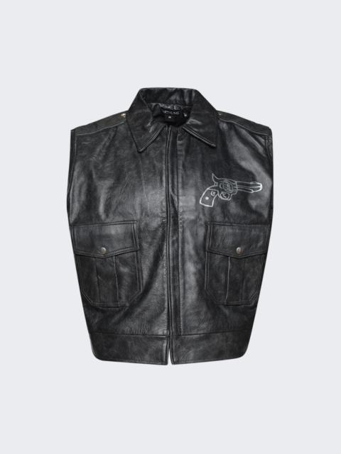 Rage Leather Vest Black