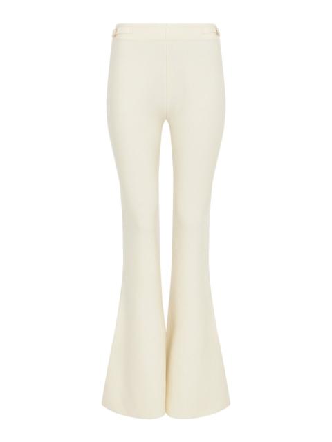 Ayala Flare Cropped Knit Pant in Off White Merino Wool Cashmere