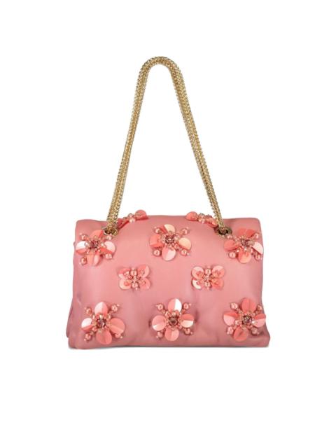 flower-embellished chain shoulder bag