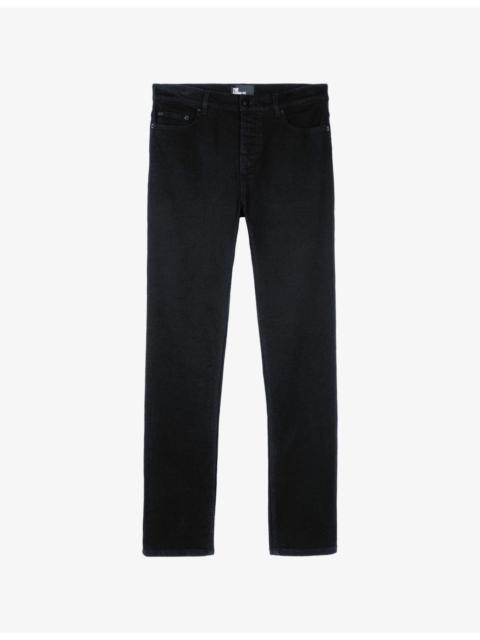 Slim-fit straight-leg stretch-denim jeans