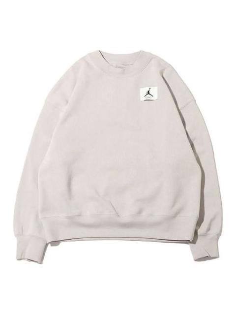 (WMNS) Air Jordan Fleece Crew Fleece Lined Round Neck Loose Pullover Hoodie 'Light Mineral Grey' DM5
