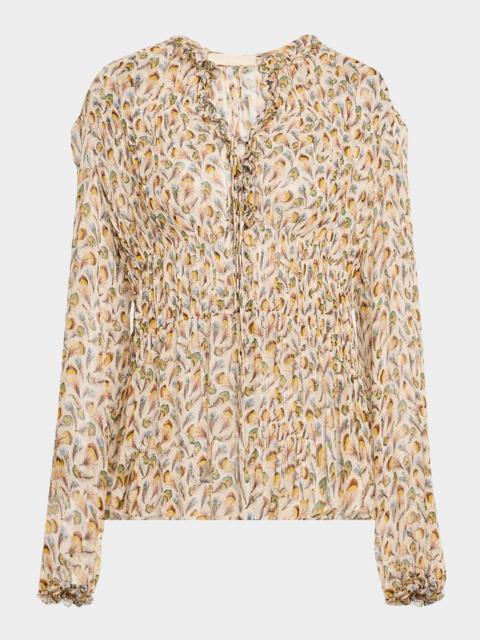 Robbie Tie-Front Silk Blouse