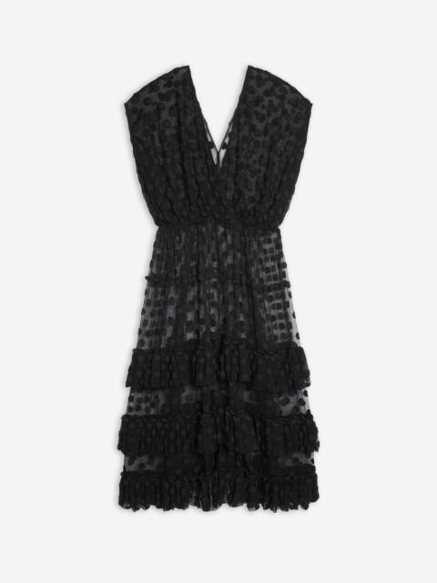 RUFFLED MESH DRESS
