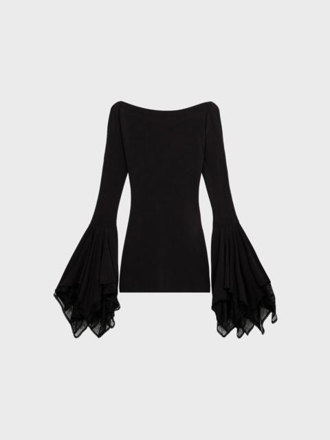 SHORT JERSEY DRESS WITH LACE RUFFLES