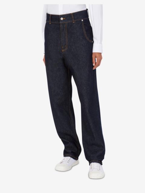 BLUE DENIM PANTS LAUREL CROWN PATCH